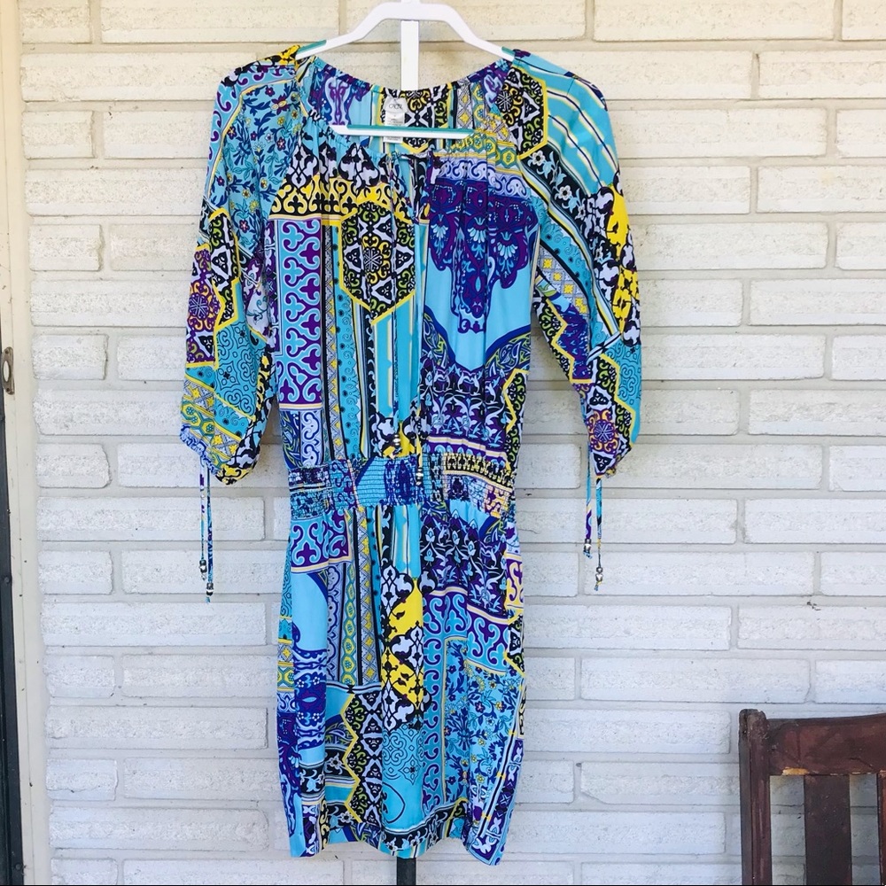 Cache Blue and Yellow Patterned Midi Dress - Picture 2 of 4